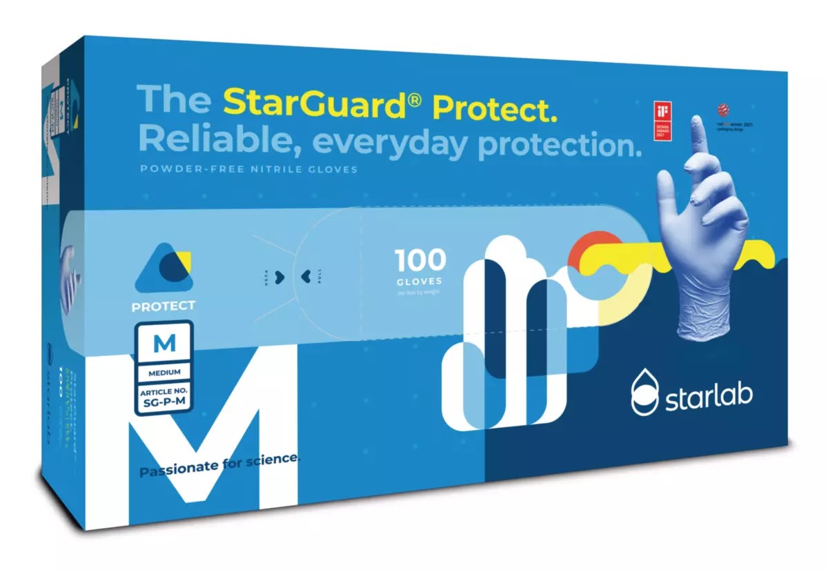 StarGuard PROTECT Nitrile Gloves, Powder Free, Violet-Blue, Size L, Pk/ 10 x 100 gloves.